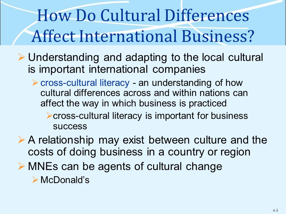 The cultural differences international hotel companies
